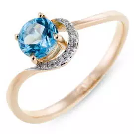 Золотое Кольцо c топазом и бриллиантами
