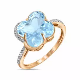 Золотое кольцо c топазом и бриллиантами