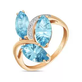 Золотое кольцо c топазом и бриллиантами