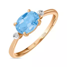 Золотое кольцо c топазом и бриллиантами