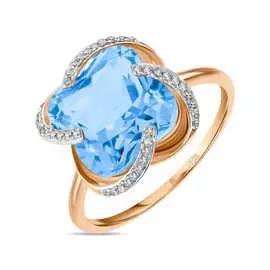 Золотое кольцо c топазом и бриллиантами