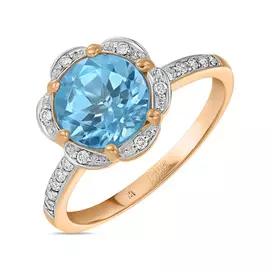 Золотое кольцо c топазом и бриллиантами