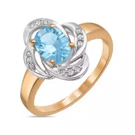 Золотое Кольцо c топазом и бриллиантами