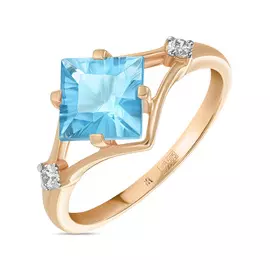 Золотое Кольцо c топазом и бриллиантами