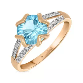 Золотое кольцо c топазом и бриллиантами