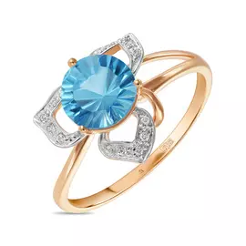 Золотое кольцо c топазом и бриллиантами