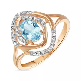 Золотое кольцо c топазом и бриллиантами