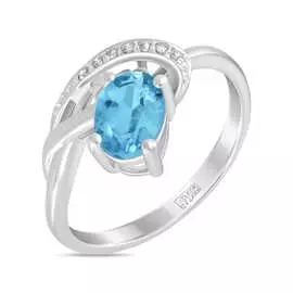 Золотое кольцо c топазом и бриллиантами