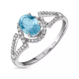 Золотое кольцо c топазом и бриллиантами