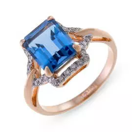 Золотое кольцо c топазом и бриллиантами