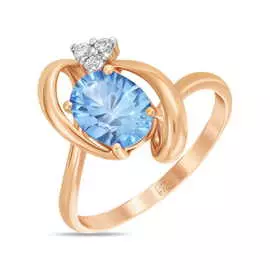 Золотое Кольцо c топазом и бриллиантами