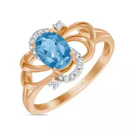 Золотое Кольцо c топазом и бриллиантами
