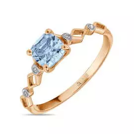 Золотое кольцо c топазом и бриллиантами