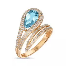 Золотое кольцо c топазом и бриллиантами