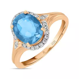 Золотое кольцо c топазом и бриллиантами