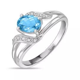 Золотое кольцо c топазом и бриллиантами