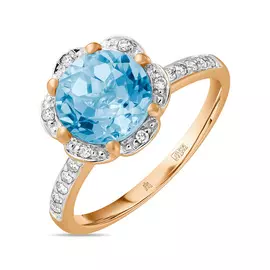 Золотое кольцо c топазом и бриллиантами