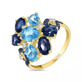 Золотое кольцо c топазом и бриллиантами