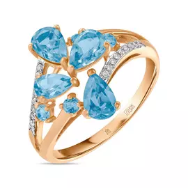 Золотое кольцо c топазом и бриллиантами