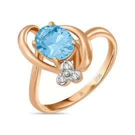 Золотое Кольцо c топазом и бриллиантами
