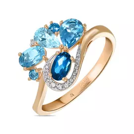 Золотое кольцо c топазом и бриллиантами