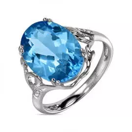 Золотое кольцо c топазом и бриллиантами