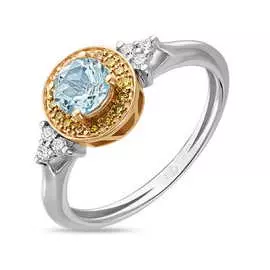 Золотое кольцо c топазом и бриллиантами