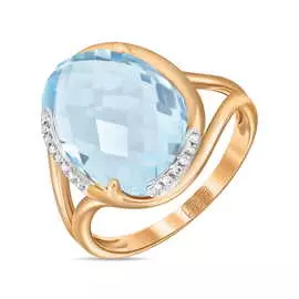 Золотое кольцо c топазом и бриллиантами