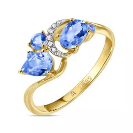 Золотое кольцо c топазом и бриллиантами