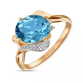 Золотое кольцо c топазом и бриллиантами