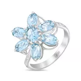 Золотое кольцо c топазом и бриллиантами