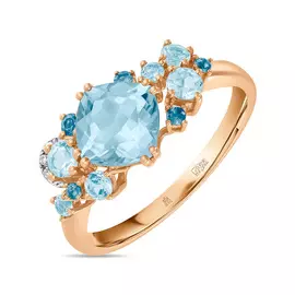 Золотое кольцо c топазом и бриллиантами