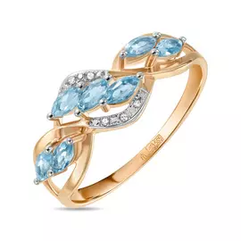 Золотое кольцо c топазом и бриллиантами