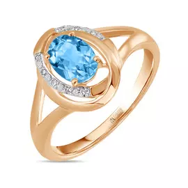 Золотое кольцо c топазом и бриллиантами