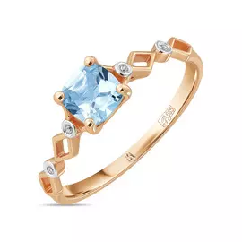 Золотое кольцо c топазом и бриллиантами