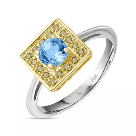 Золотое кольцо c топазом и бриллиантами