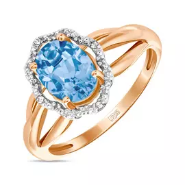 Золотое Кольцо c топазом и бриллиантами