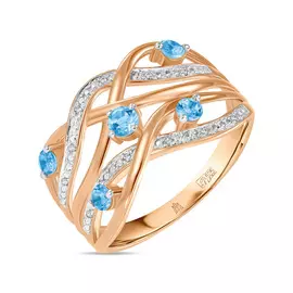 Золотое кольцо c топазом и бриллиантами