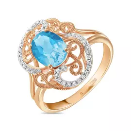 Золотое Кольцо c топазом и бриллиантами