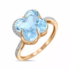 Золотое кольцо c топазом и бриллиантами