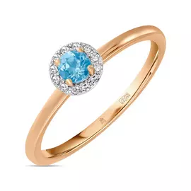 Золотое кольцо c топазом и бриллиантами