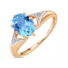 Золотое кольцо c топазом и бриллиантами