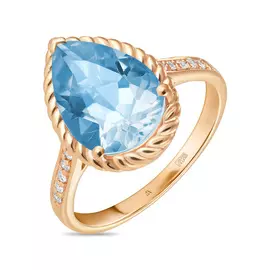 Золотое Кольцо c топазом и бриллиантами