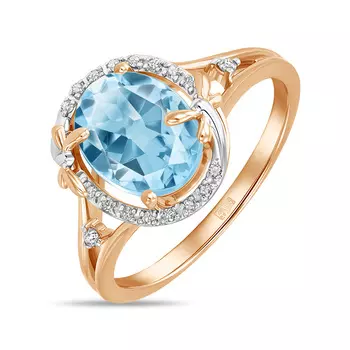 Золотое Кольцо c топазом и бриллиантами