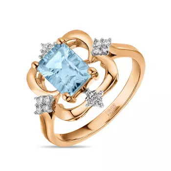 Золотое кольцо c топазом и бриллиантами