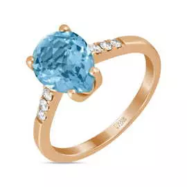 Золотое кольцо c топазом и бриллиантами