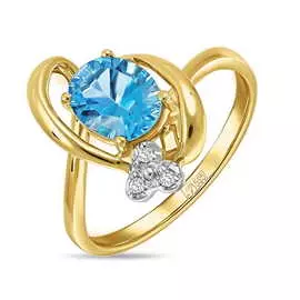 Золотое Кольцо c топазом и бриллиантами