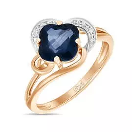 Золотое кольцо c топазом и бриллиантами