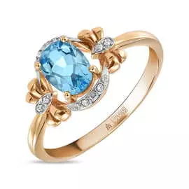 Золотое кольцо c топазом и бриллиантами