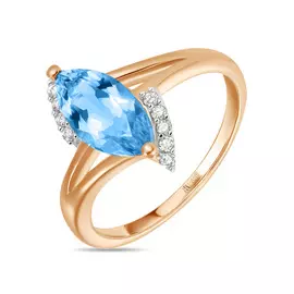 Золотое кольцо c топазом и бриллиантами